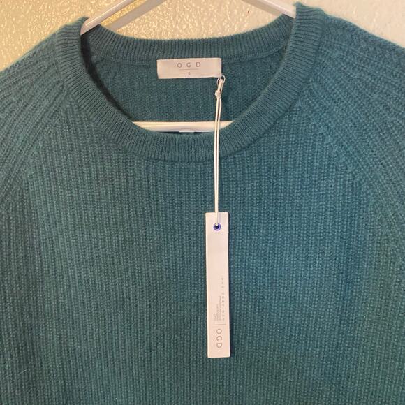 OGD One Grey Day Revolve Teal Green 100% Cashmere Sweater Dress Size Small NWT - Picture 6 of 11